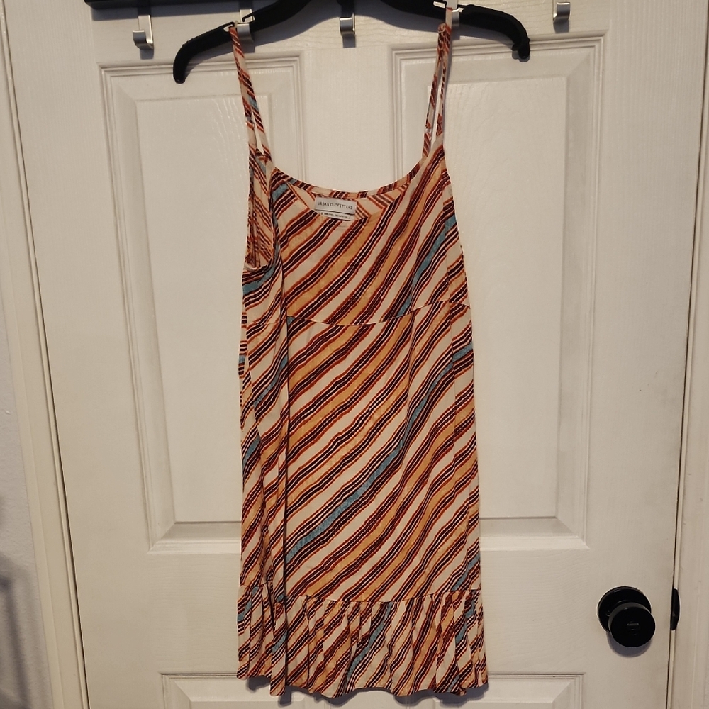 Urban Outfitters Orange Brown Ruffled Tiered Sundress